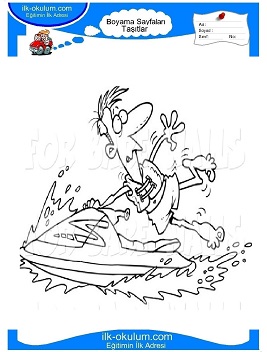 Çocuklar İçin Jet-Ski Boyama Sayfaları 
